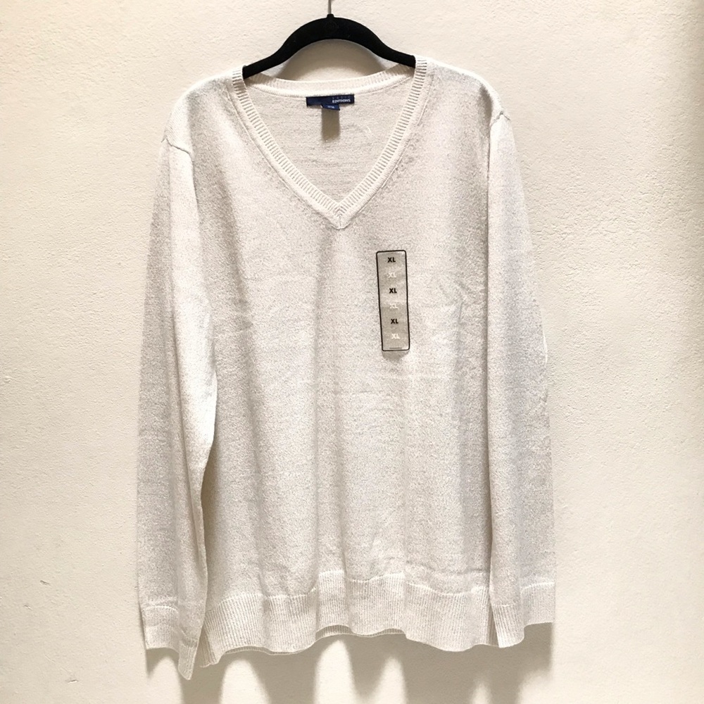Basic Editions V Neck Sweater Long Sleeve Size XL